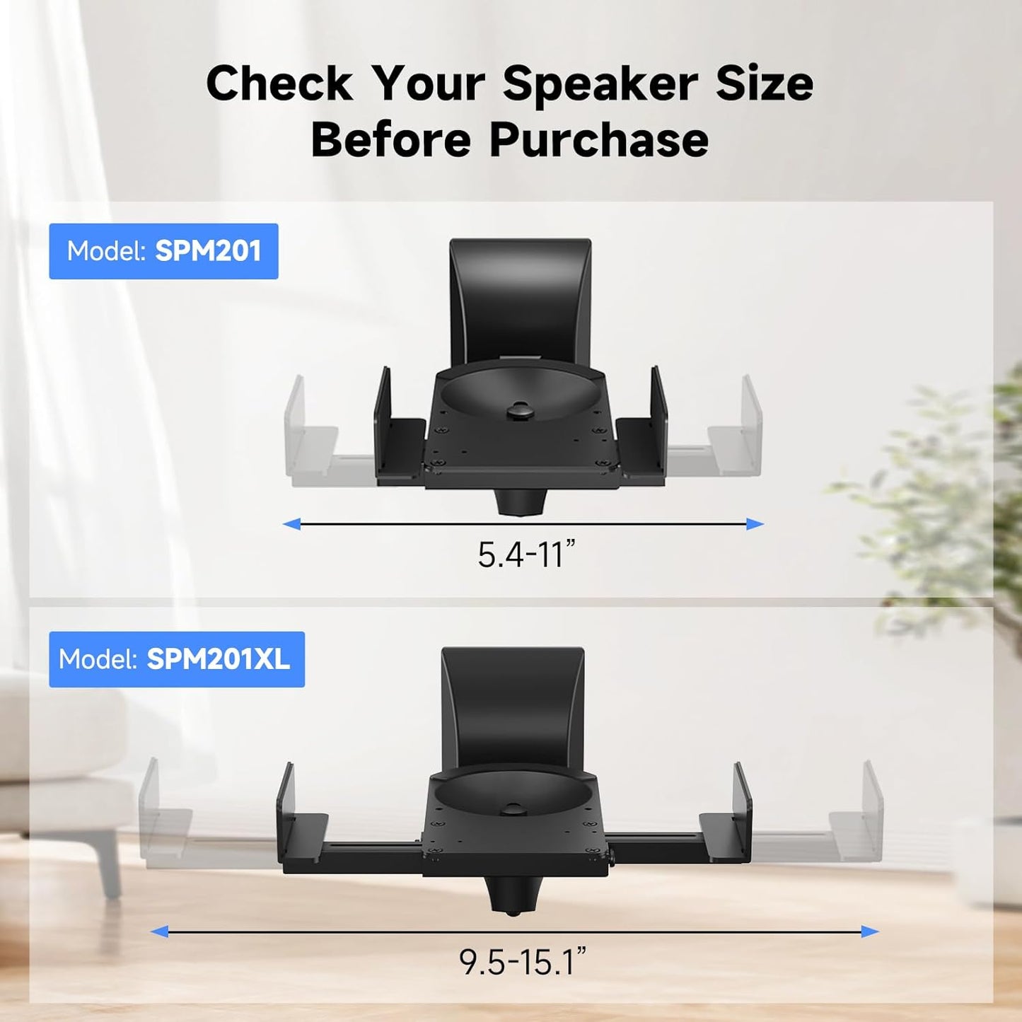 suptek Large Dual Side Clamping Bookshelf Speaker Wall Mounting Bracket for Large Surrounding Sound Speakers, Hold up to 66lbs Black SPM201XL