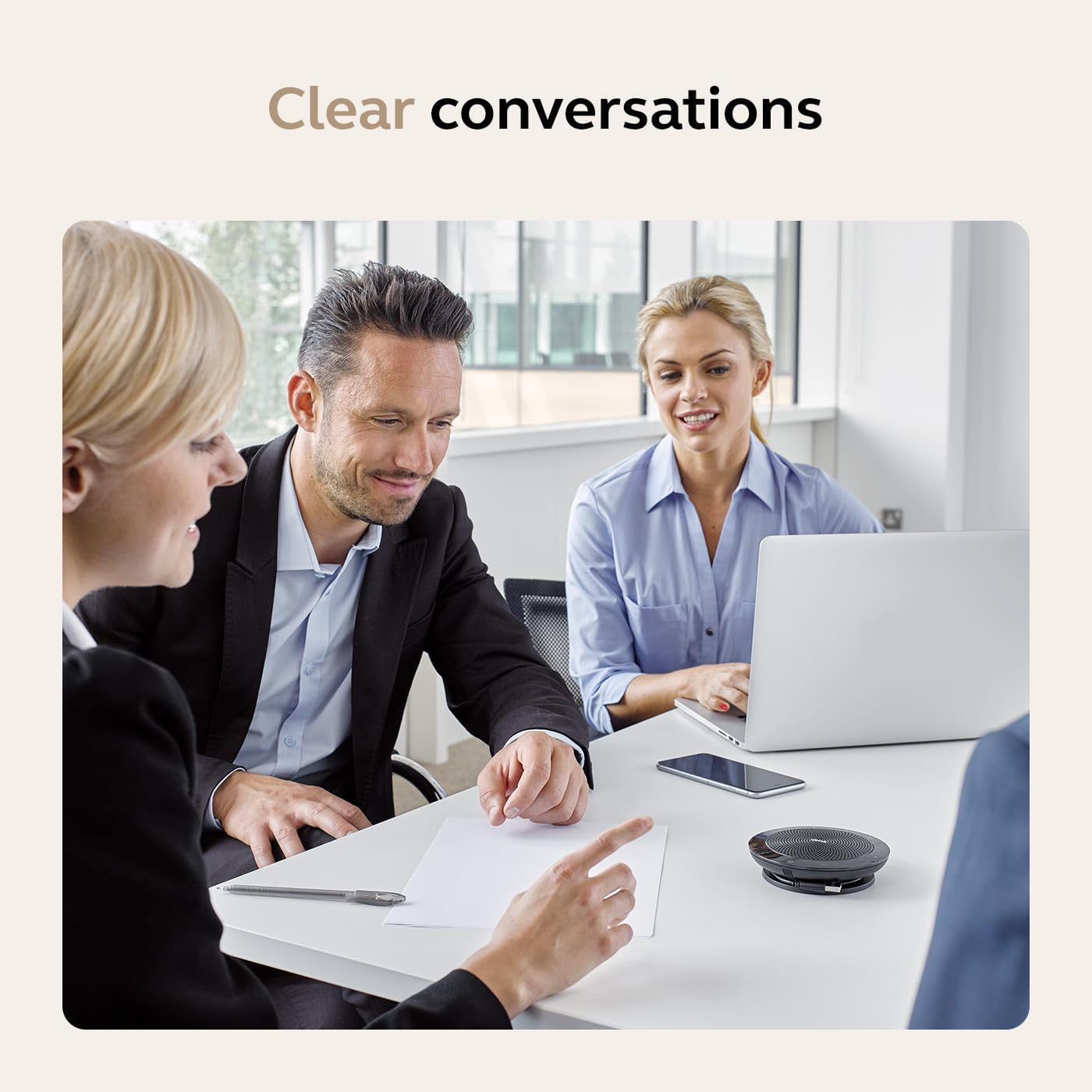 Jabra Speak 510 (2025 Edition) Portable, USB or Wireless Bluetooth Speaker Meetings and Calls with Crystal-Clear Sound, Works with Microsoft Teams, Black