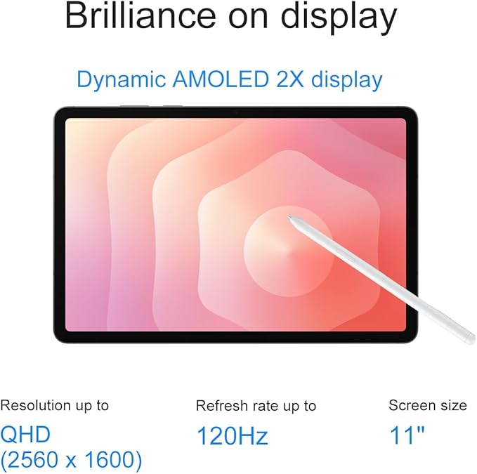 SAMSUNG Galaxy Tab S11 Ultra-Light Tablet, 11" 120Hz AMOLED 2X, 256GB Storage (128GB+128GB SD Card), 12GB RAM, S Pen, 2K+ Touchscreen, S11+ Plus AI Tablet,18-Hr Battery Life, 13MP+12MP Camera, SM-X730