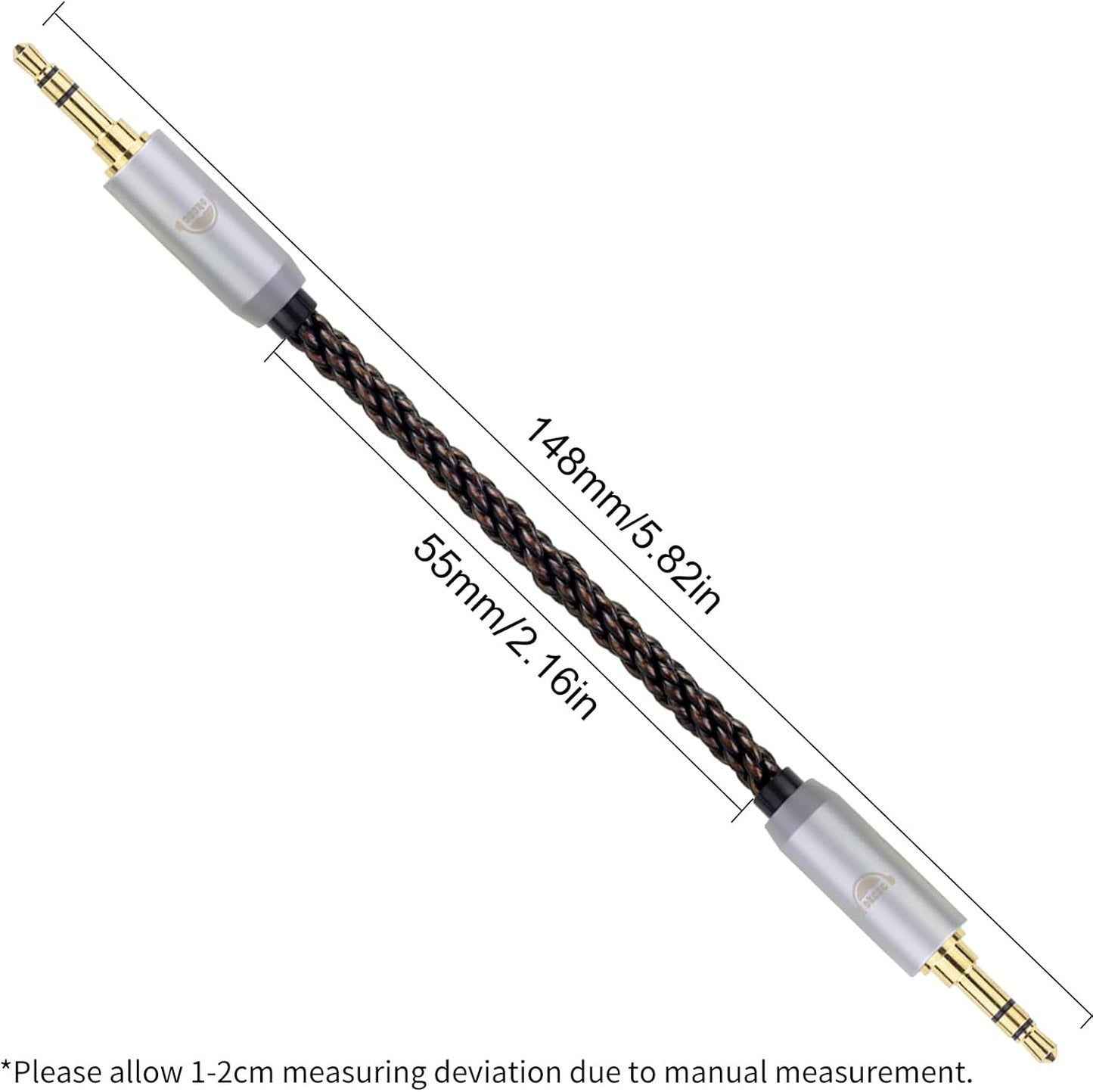 okcsc 4.4MM Male to 3.5MM Male Ultra Short Hifi Audio Cable - OFC Pair Recording Cable - 8-Core Braided Structure - 5.82 inch