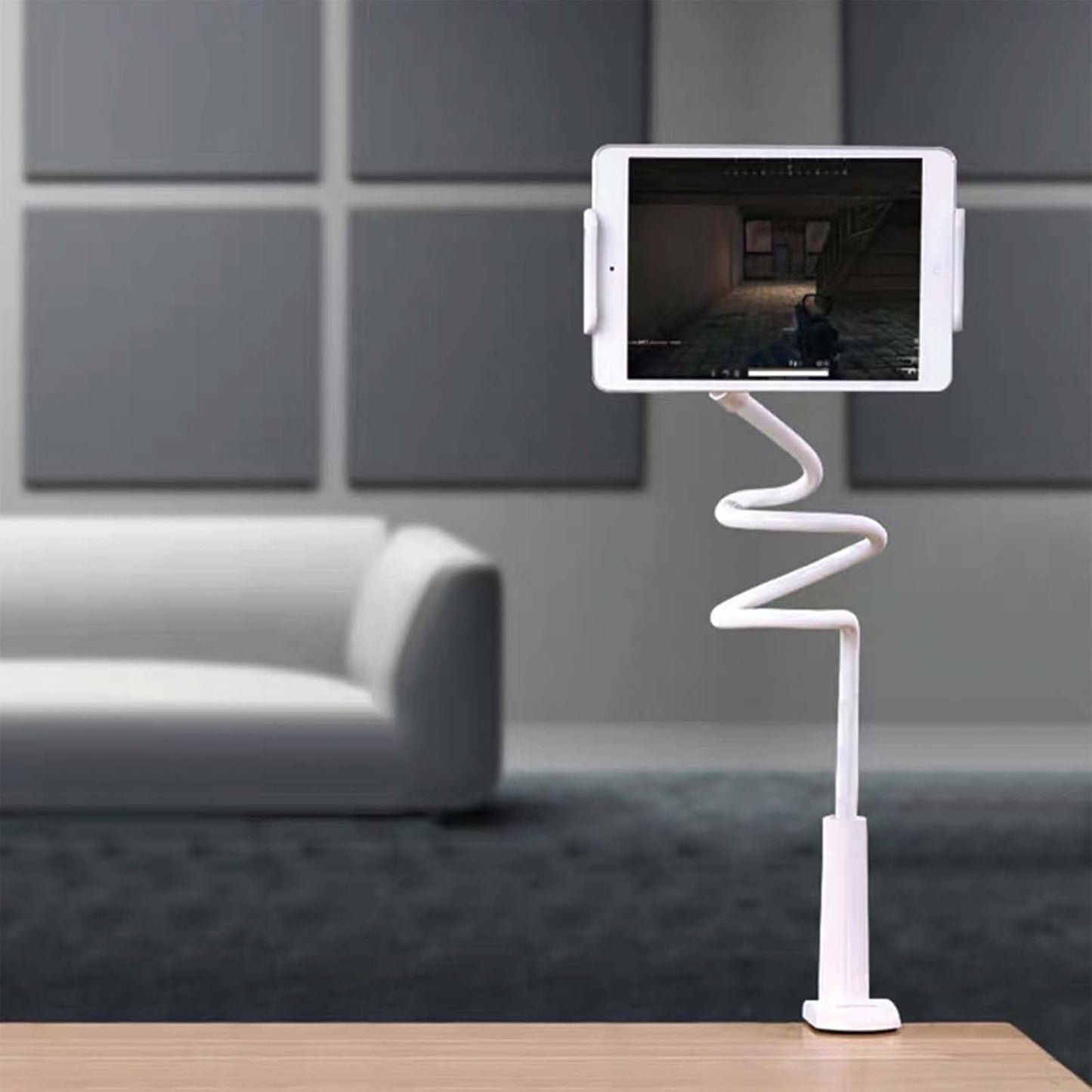 Phone Holder,gooseneck Phone Holder,360° Rotate Support Rod One-Hand Adjustable Cell Phone Holder,for Desk Headboard Nightstand. (White)