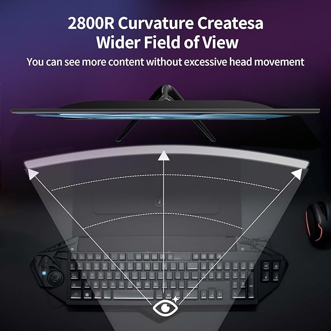 ZZA 24 Inch Monitor 200 HZ 1080p 2800R,Curved PC Monitor VA 120% sRGB FreeSync Frameless Full on Three Sides Blue Light Filter,HDMI DP USB Ports,Computer Monitor for Business Office and Casual Gaming