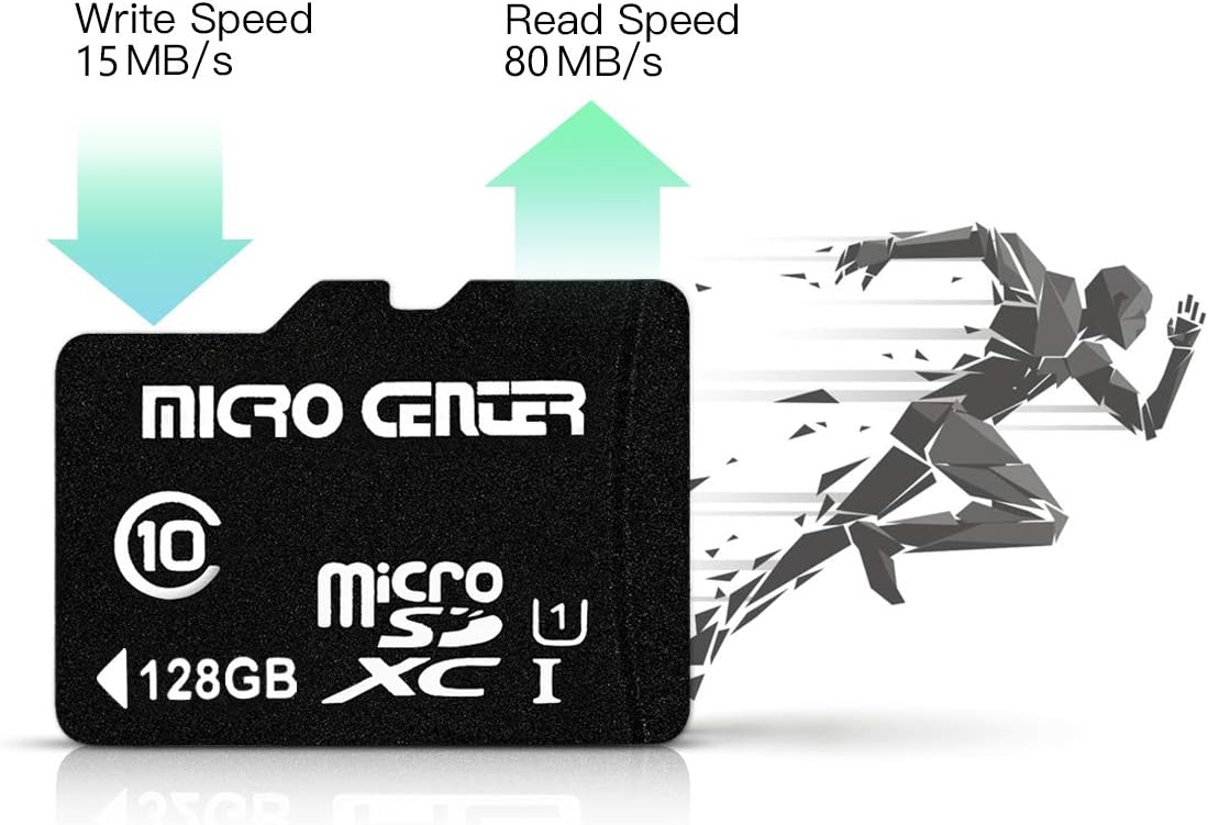 INLAND Micro Center 128GB Class 10 MicroSDXC Flash Memory Card with Adapter for Mobile Device Storage Phone, Tablet, Drone & Full HD Video Recording - 80MB/s UHS-I, C10, U1 (2 Pack)