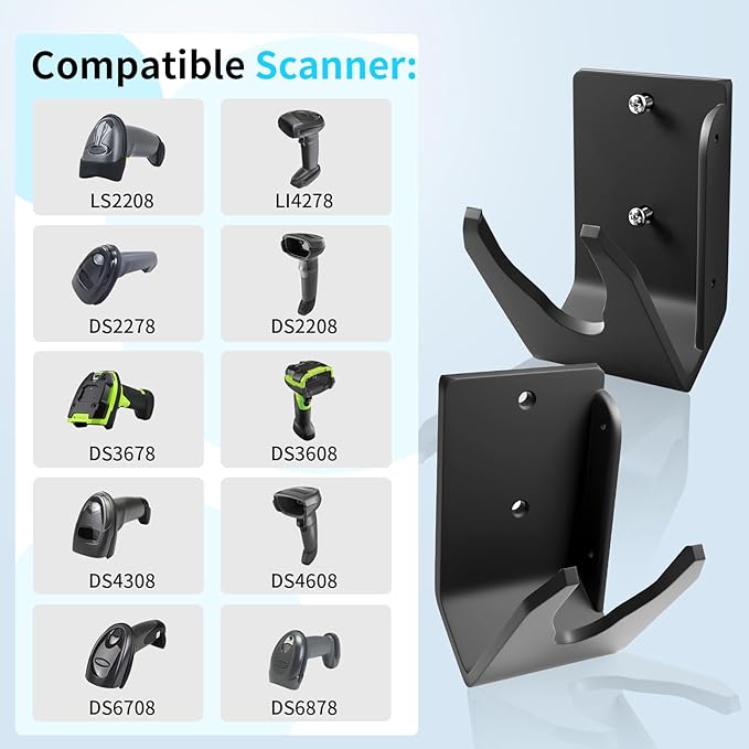 Scanner Holder for Desk Barcode Scanner for Motorola Symbol Zebra Honeywell Barcode Scanner Holder LS2208 DS3608 1300G with Screws & Adhesive Tape (4)