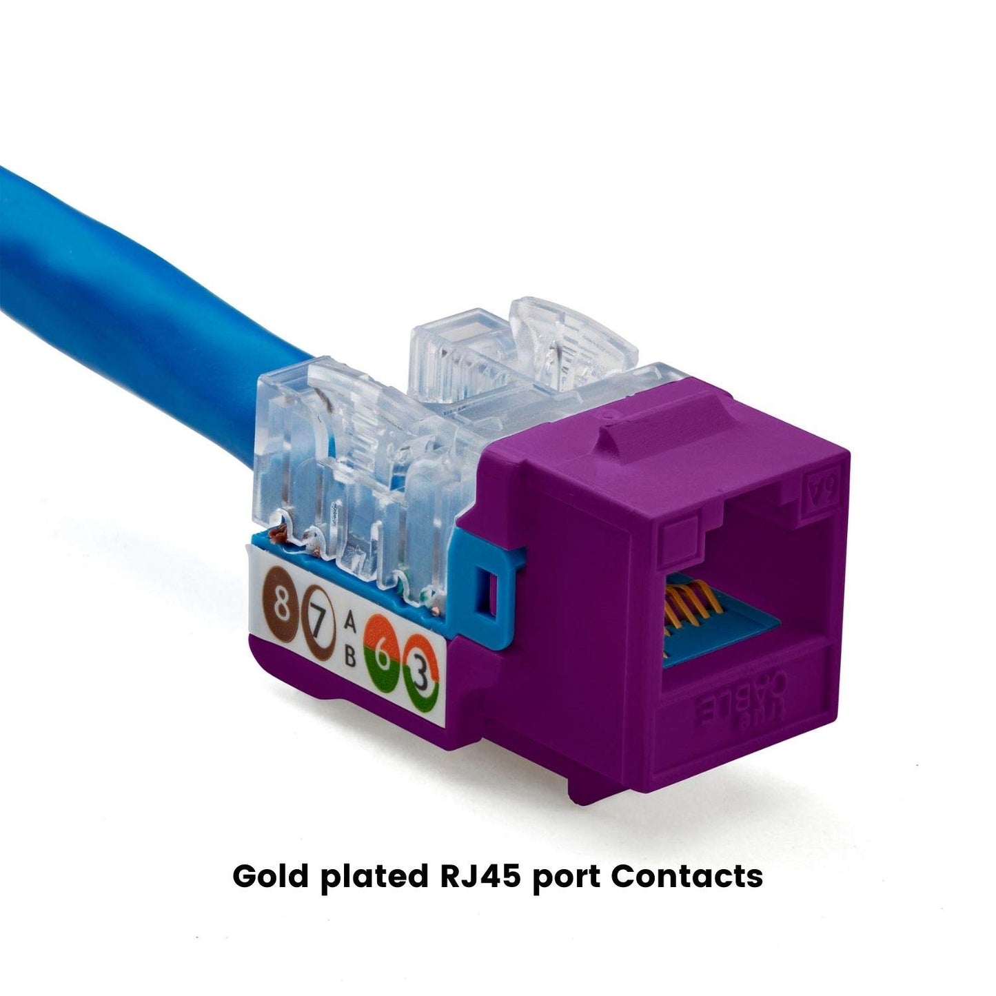 trueCABLE Cat6A Keystone Jack, Unshielded (UTP), 90 Degree Punch-Down, PoE++ (4PPoE), UL Listed, ETL Verified, ANSI/TIA Certified, Modular RJ45 Female, Purple, 24 Pack