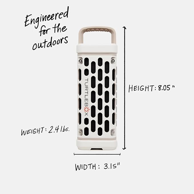 Turtlebox Ranger: Loud! Outdoor Portable Bluetooth 5.4 Speaker | Rugged, Waterproof, Ultra-Portable | Plays to 105db, Deep Bass, Shockproof, Unlimited Pairing for Full Stereo Experience, Ivory
