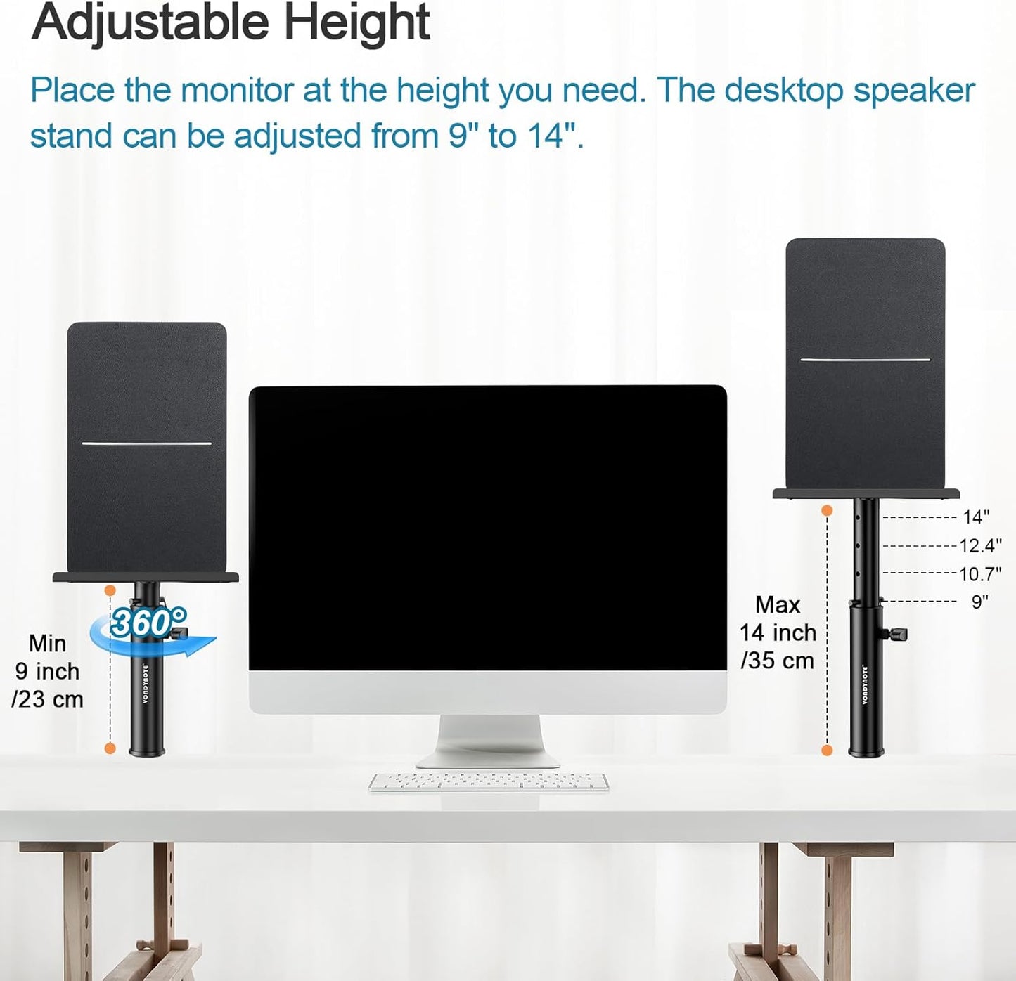 Set of 2 Studio Monitor Stands Desktop Clamp Speaker Stands Against The Wall