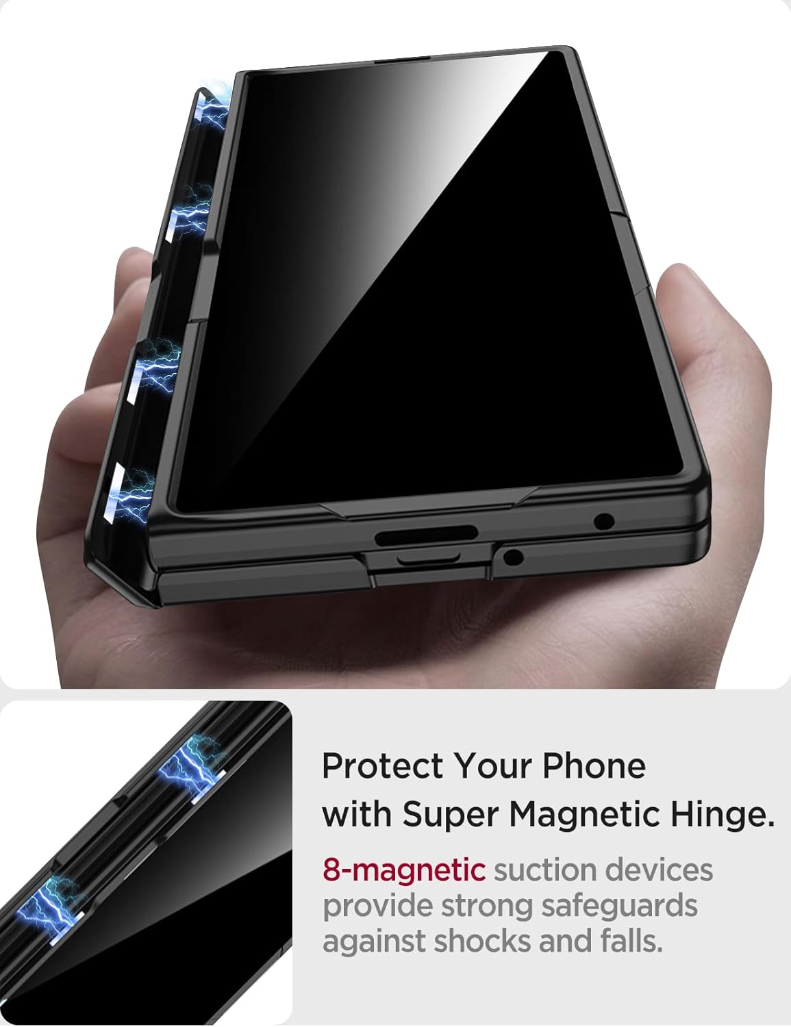 Miimall for Samsung Galaxy Z Fold 7 Case with Privacy Screen Protector, [Anti Spy] Built-in Adjustable Kickstand & Magnetic Hinge Protection Full-Body Protective Case for Galaxy Z Fold 7 5G Black