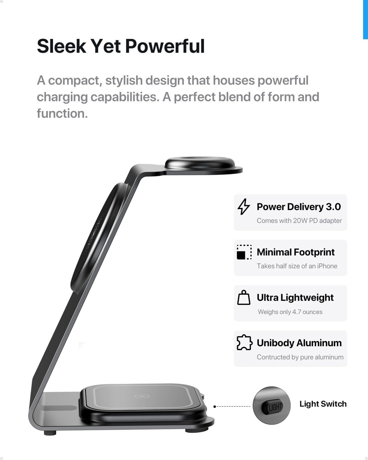 Intoval 3 in 1 Wireless Charging Station for Magsafe, Magnetic Charger for iPhone 16 15 14 13 12 Pro Max, Wireless Charger for Apple Watch 10 Ultra SE 9 8 7 6, for AirPods 4 Pro 2 3 (Silver)