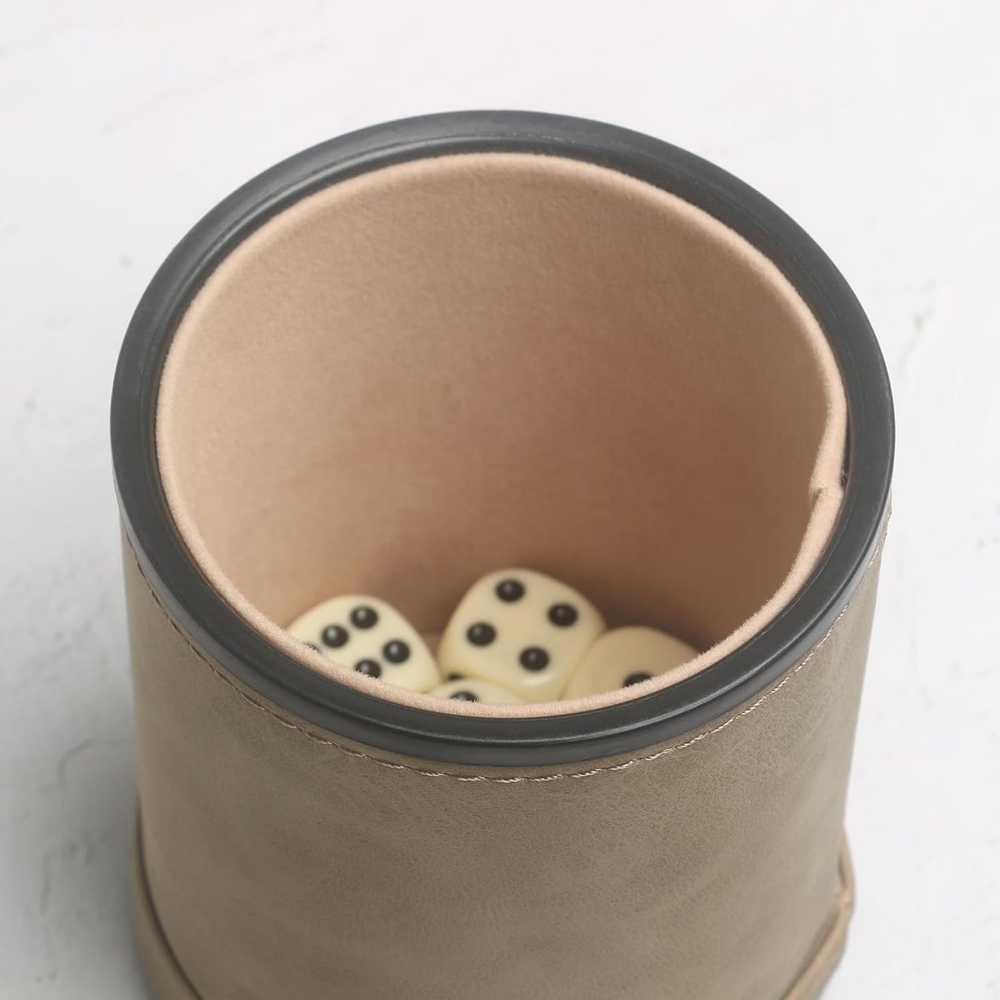 PU Leatherette Dice Cup with 6 Dot Dices for Yahtzee Farkle Bar Party Dice Games
