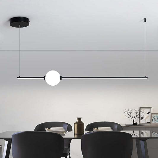 40" LED Linear Pendant Light, Dimmable Led Light Fixture, Linear Dinning Room Light, Kitchen Island Lights for Kitchen Island Dining Room Pool Table and Office Black