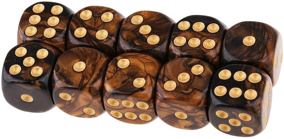 Yiotfandoll 20PCS Polyhedral Dice D6 Dice 16mm Acrylic 6 sided Dice Game Dice for RPG MTG DND Dice Table Games (Purple Blue and Black Gold)