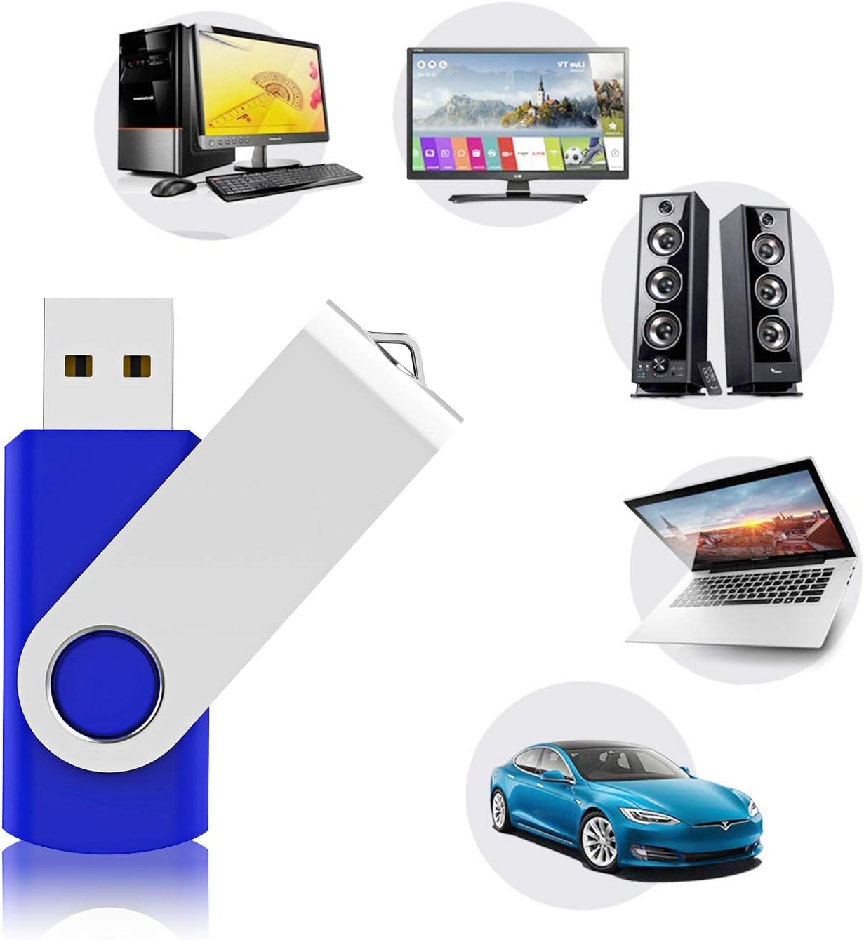 KEXIN 10 Pack 64GB USB 2.0 Flash Drive Thumb Drive, Blue