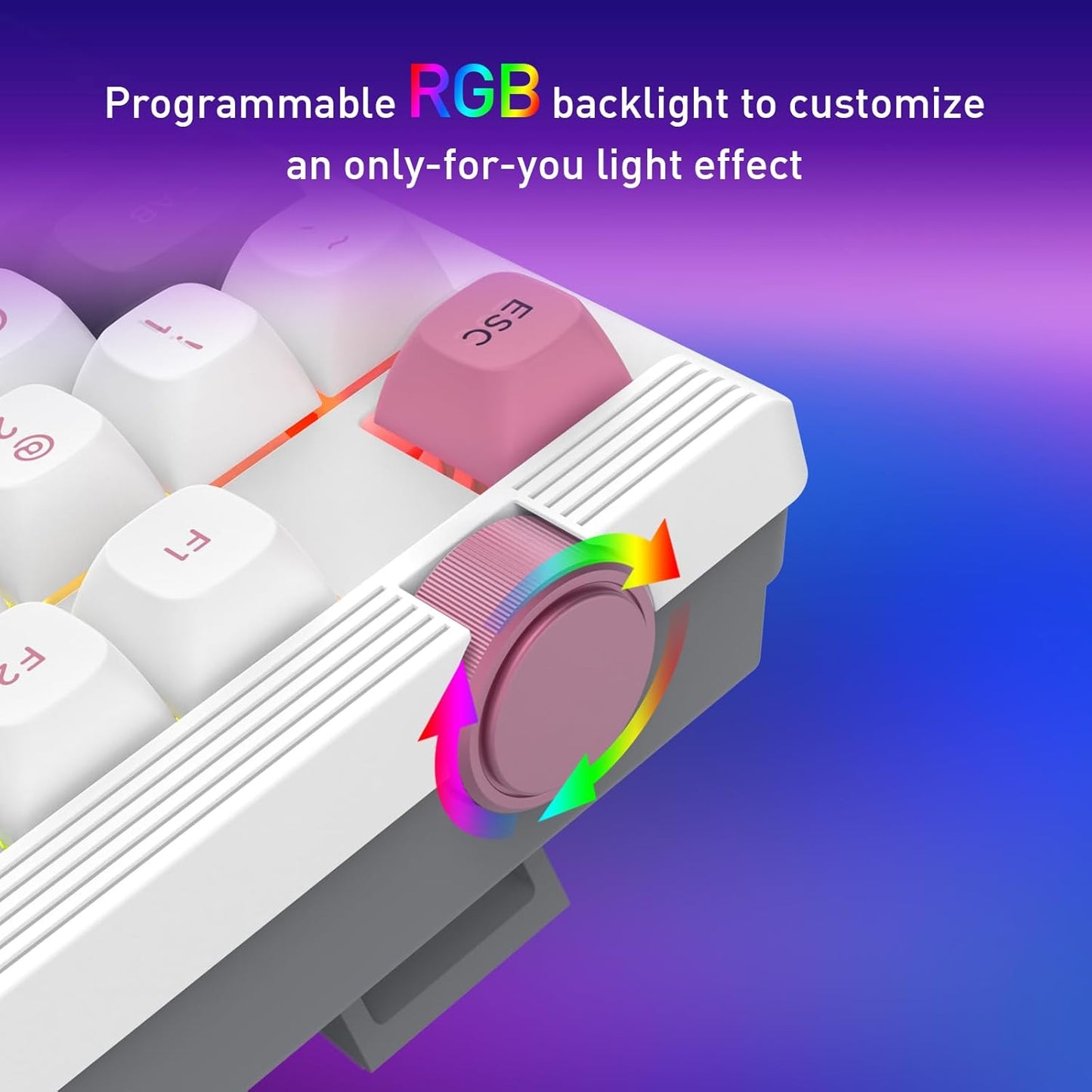 Redragon K729 80% Wired Gasket RGB Gaming Keyboard, 87 Keys TKL Mechanical Keyboard w/Knob Control, Mix-Color PBT Keycaps, Hot-Swap South-Facing Socket & 5-Layer Dampener, Custom Linear Switch