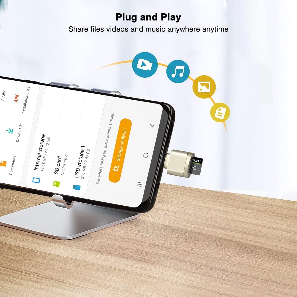 USB C Micro SD Card Reader (Pack of 2 Pcs), BorlterClamp Type C OTG TF Memory Card Reader Compatible with Laptop, MacBook, Tablet, Smartphone