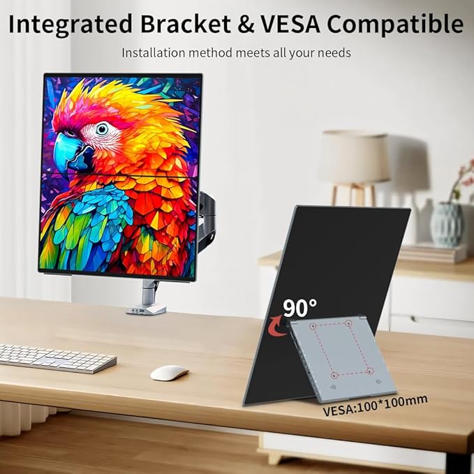 Dual Monitor 14 Inch 2K OLED,Portable Touch Monitor for Laptop Extender| 2K |100% DCI P3|Plug-Play|Stand- VESA| |Slim-Frameless| Computer Triple Display Laptop PC Windows Mac