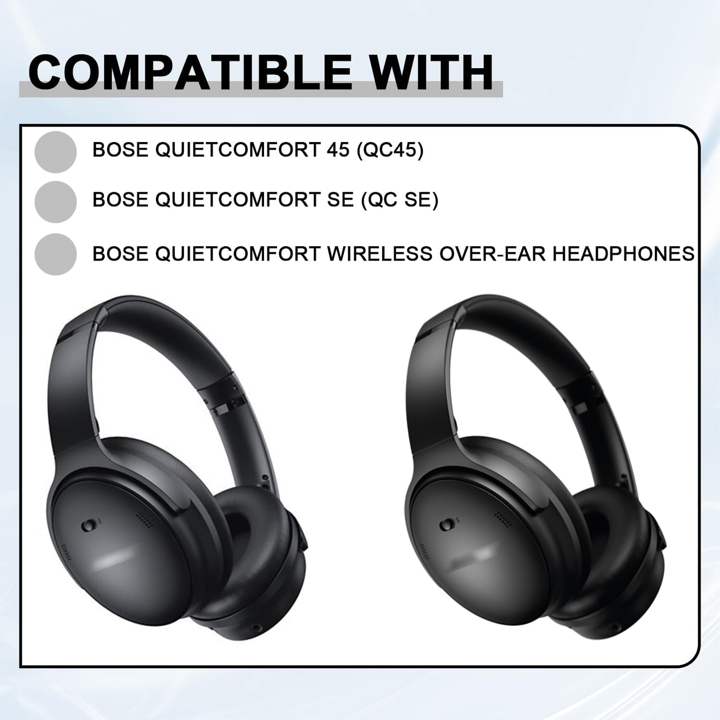 Replacement Ear Pads for Bose QuietComfort 45 (QC45)/QuietComfort SE (QC SE)/Quiet Comfort Headphones, Ear Cushions, Headset Earpads, Ear Cups Cover with Soft Protein Leather (White)