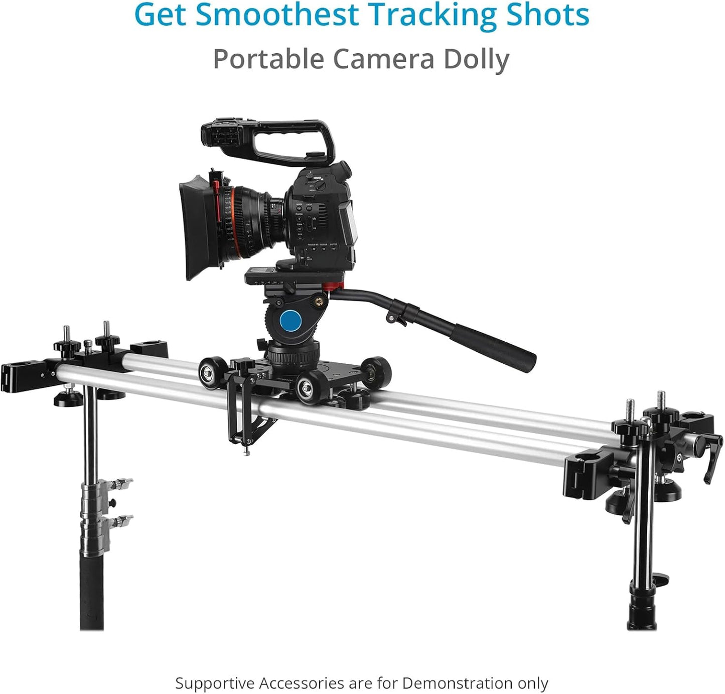 PROAIM Polaris Mini Portable Video Camera Dolly w Universal Track Ends | Mitchell & 75mm Bowl Mount | Compatible Track Rail Diameter – Ø 32‐34mm | Offers Payload of 34kg / 75lb (DL-PLRS-M01)