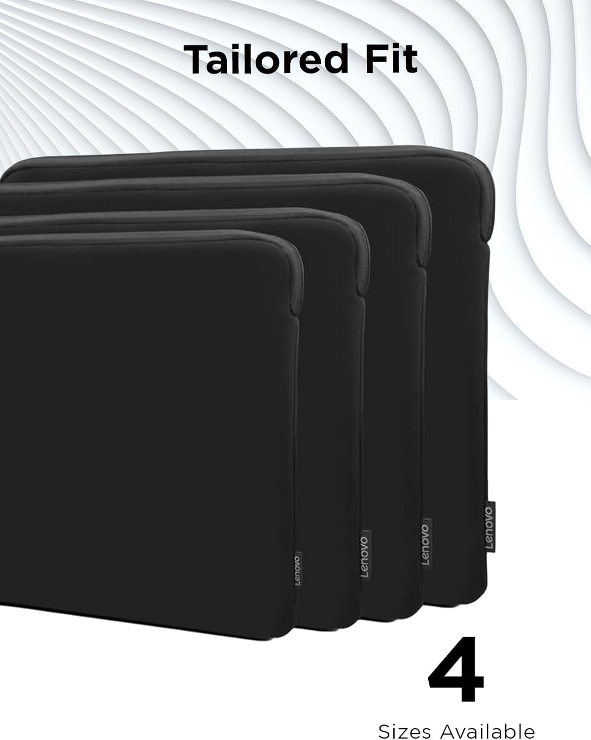 Lenovo Basic Laptop Sleeve 11 Inch Notebook/Tablet Compatible with MacBook Air/Pro Neoprene Material - Soft Fleece Lining - Zippered Top Opening - Black