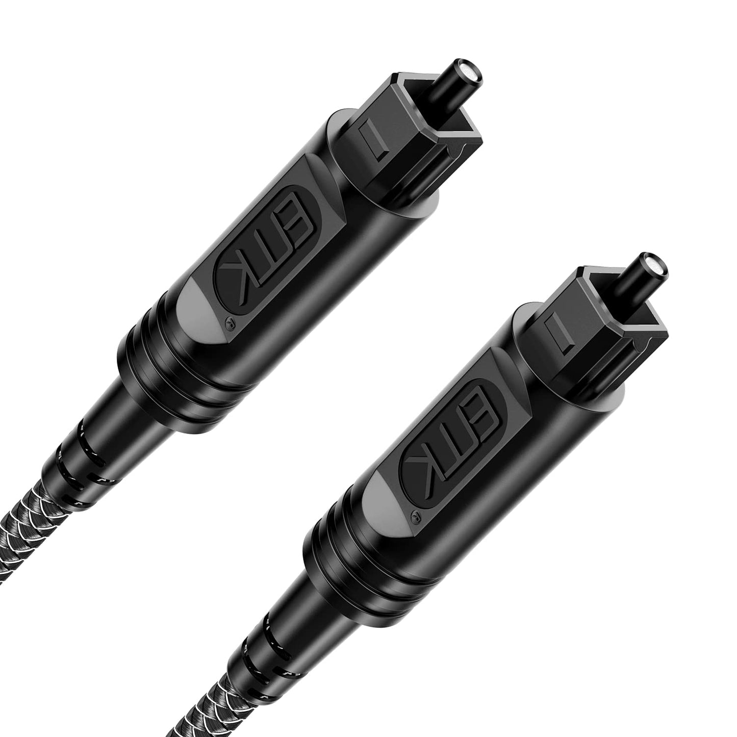 EMK Digital Optical Audio Cable [12 Feet/4M] - Slim Nylon Braided Toslink Fiber Optic Cable for Sound Bar, TV, Home Theater, PS4, Xbox, Blu-Ray Player & More - High-Speed SPDIF (Black1)