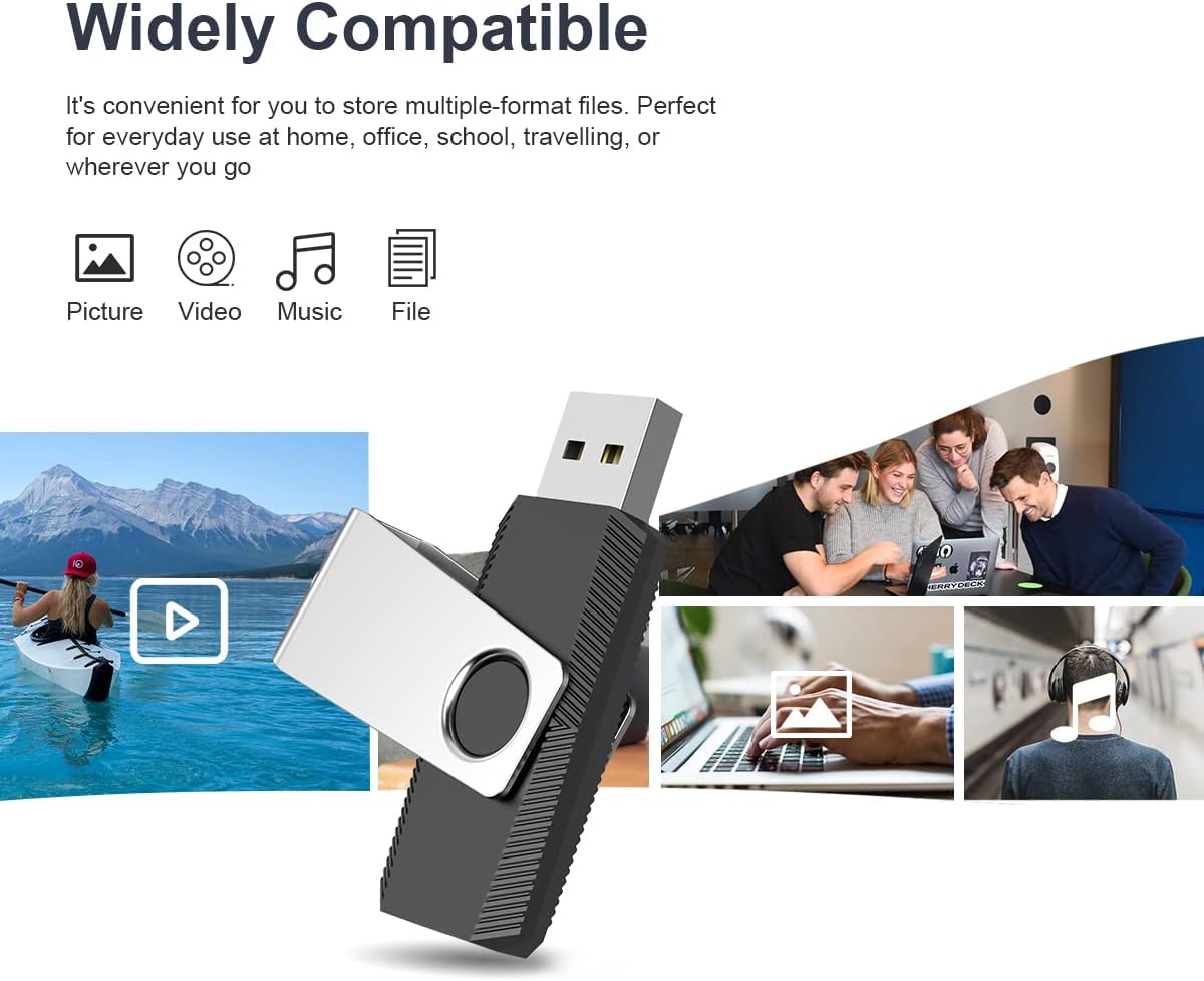 Aiibe 64GB USB Flash Drive 50 Pack - Bulk Thumb Drives, Memory Stick, Zip Drive Multipack, Black