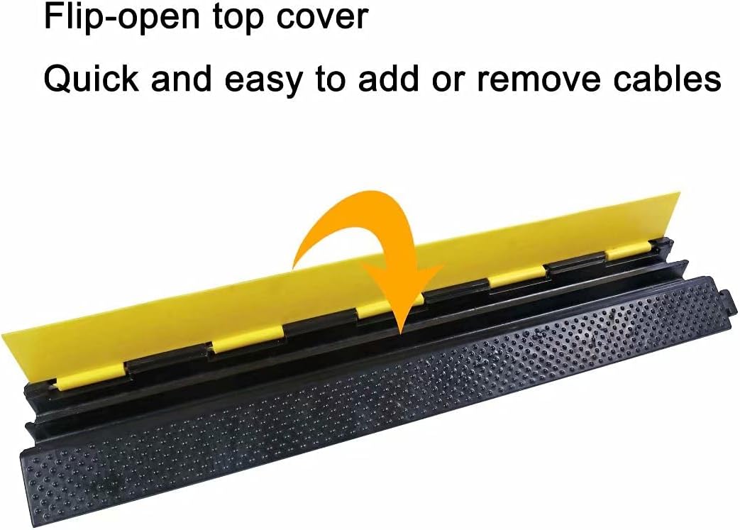 Rubber Cable Ramp Cord Cover Cable Protector Ramps Wire Hose Protective 2 Channel 22000Lbs Load Capacity Traffic Speed Bump for Asphalt Concrete Gravel Driveway Indoor Outdoor, 5 Pack