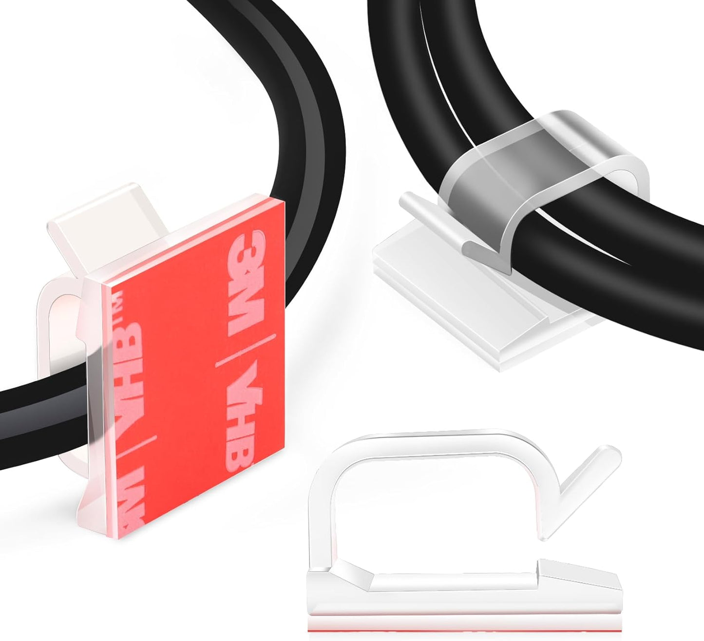 60 PCS XHF 5/8” Adhesive Cable Wire Clips Clear, Cable Staples Outdoor Cable Management Wire Organizer Cord Holder for Under Desk, Car, Wall, TV PC Ethernet Cable
