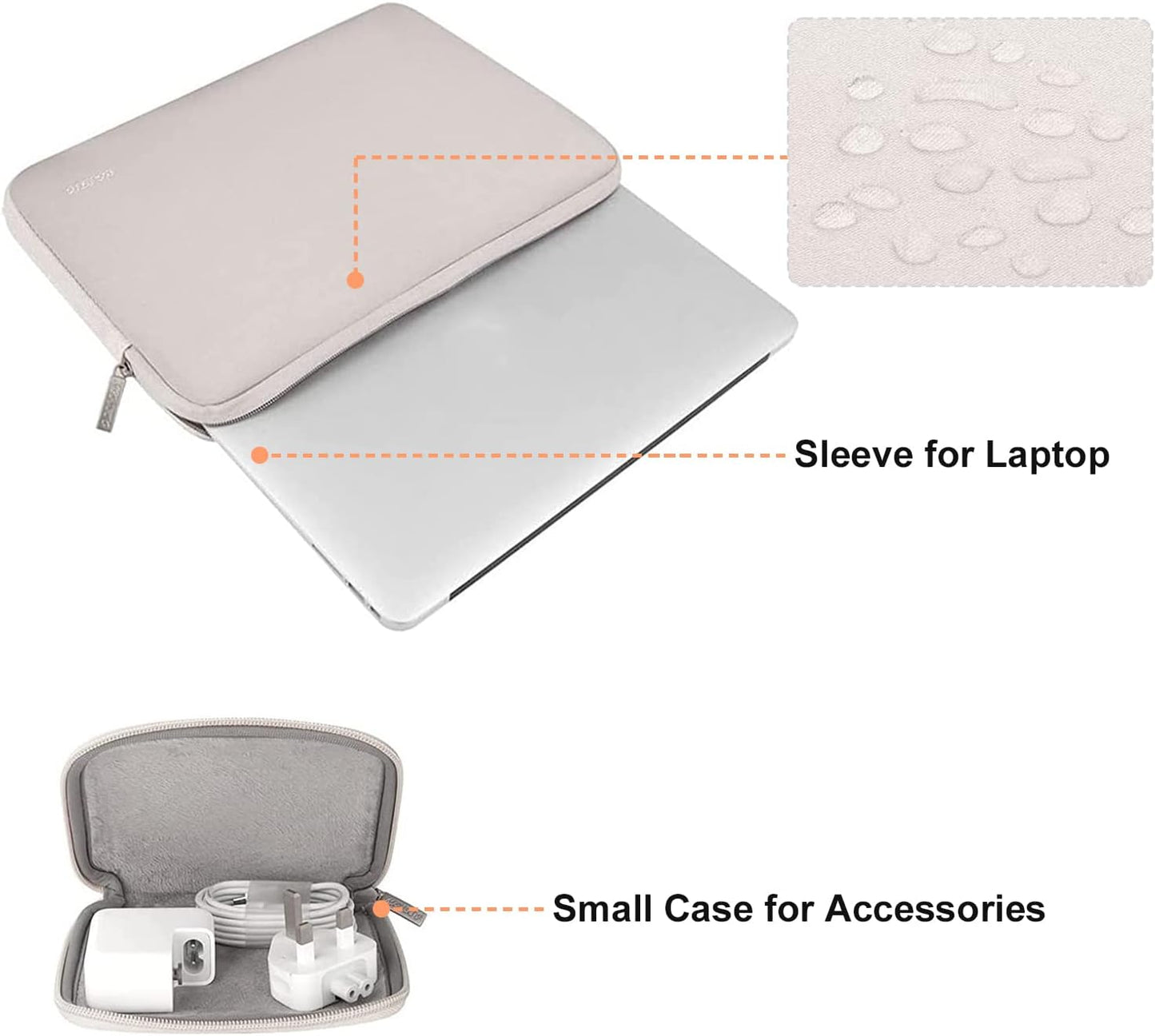 MOSISO Laptop Case 15 inch, 15 inch Laptop Sleeve Bag Compatible with MacBook Air 15 M4 A3241 M3 A3114 M2 A2941 2025 2024 2023, Dell XPS 15, Neoprene Computer Sleeve Bag with Small Case, Rock Gray