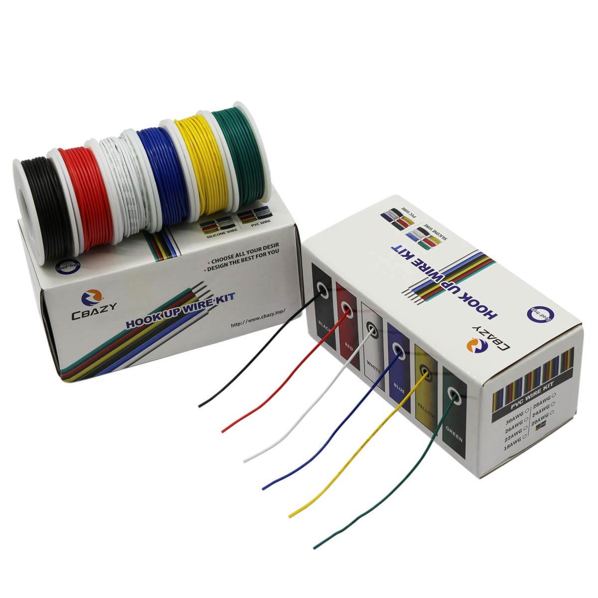 Hook up Wire Kit (Stranded Wire Kit) 24 Gauge 6 Colors 32.8 feet Each Electrical Wire 24 AWG PVC Wire