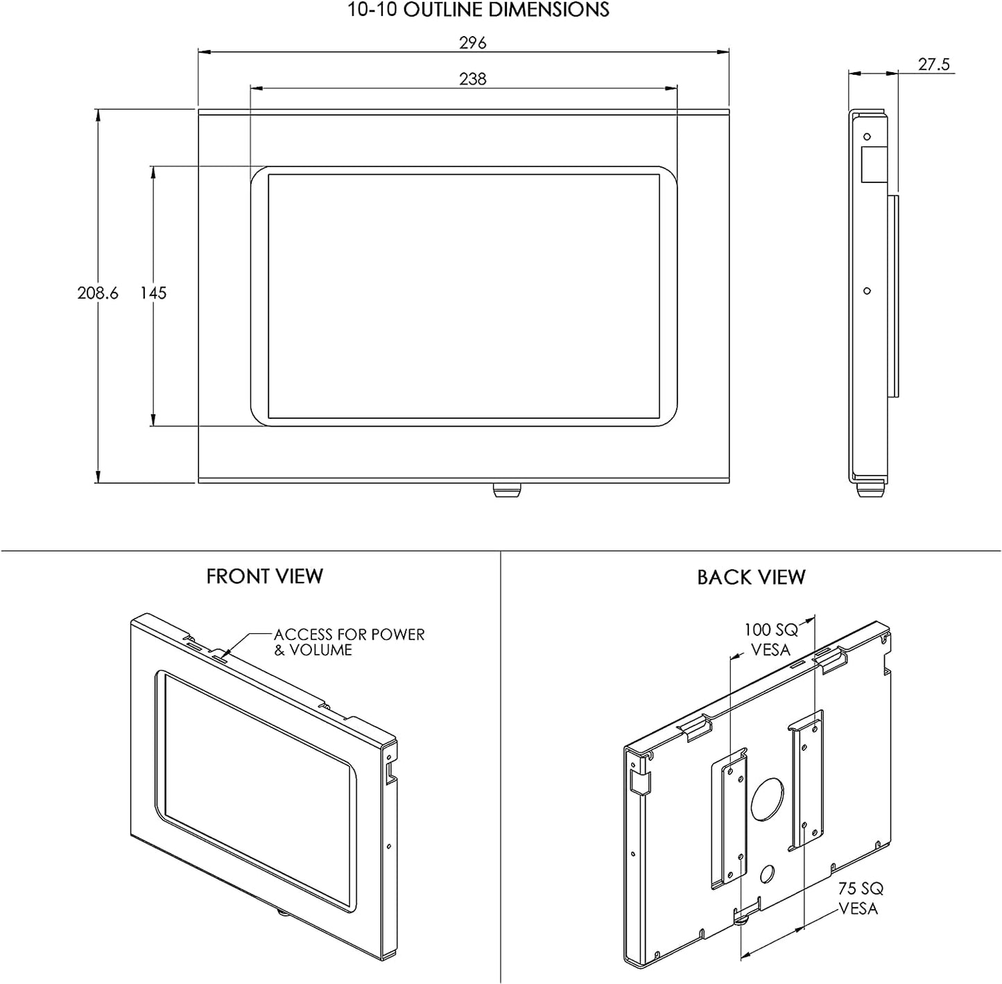 TABcare Locking Anti-Theft Metal Case for Samsung Galaxy TAB E 9.6 Tablet for Kiosk, POS, Store, Show Display, Time Clock (TAB E 9.6, Black)