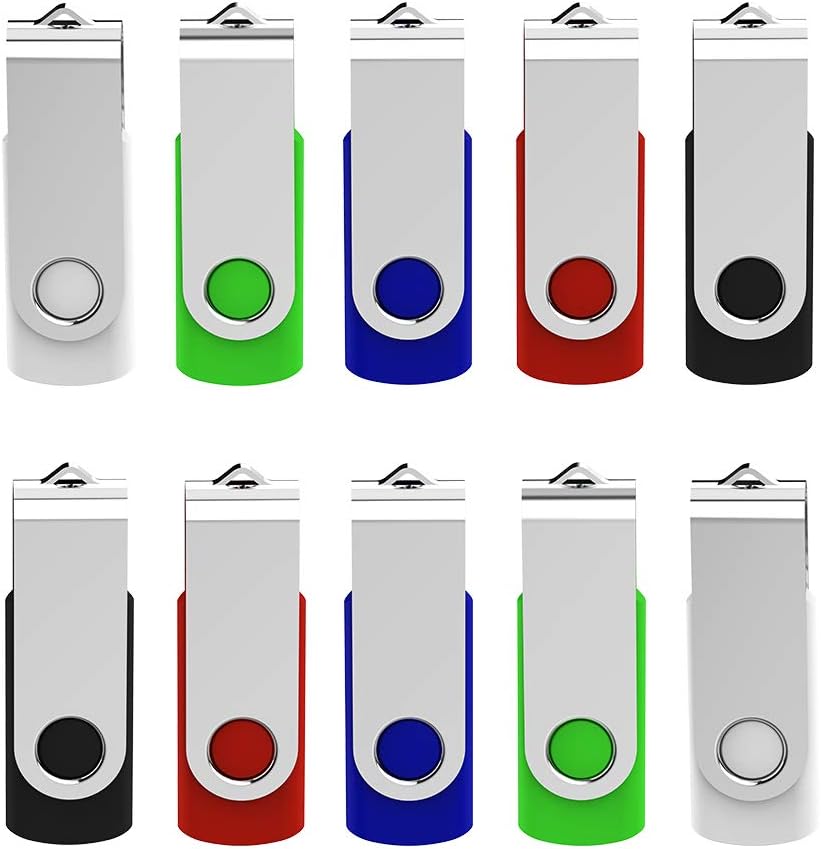 KEXIN Flash Drive 32 GB USB Flash Drive 32gb 10 Pack Thumb Drive Jump Drive Flash Drives Memory Sticks Zip Drive, 10 Pack 5 Colors (Black, Blue, Green, White, Red)