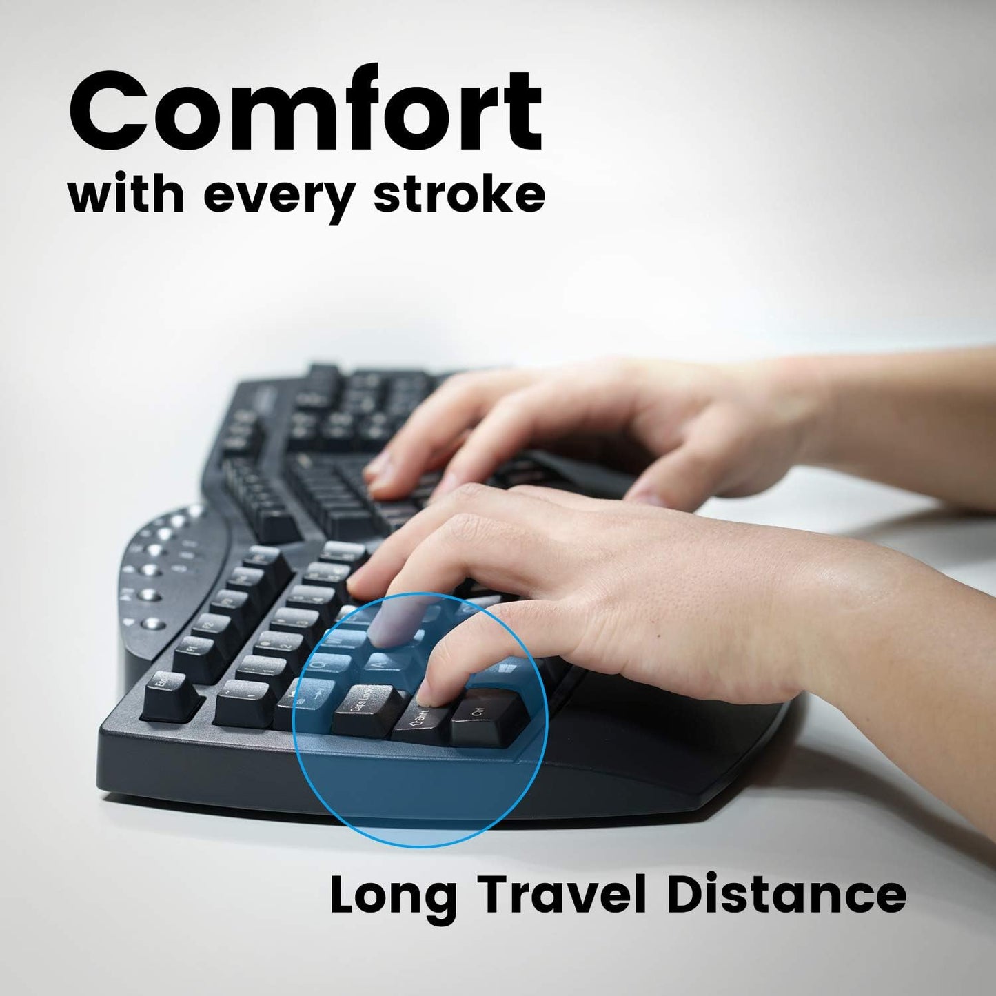 Perixx Periboard-612B Wireless Ergonomic Split Keyboard with Dual Mode 2.4G and Bluetooth Feature, Compatible with Windows 10 and Mac OS X System, Black, US English Layout