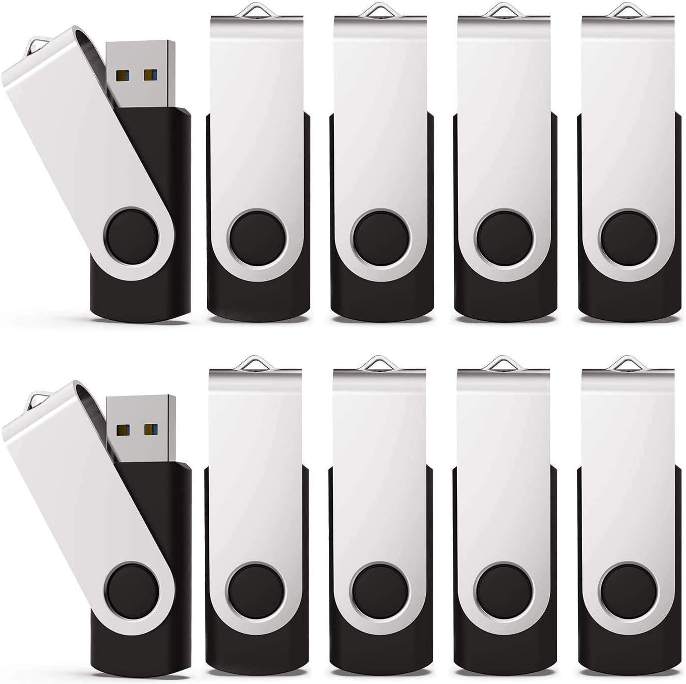 KEXIN 16GB Flash Drive 10 Pack Bulk Thumb Drive Memory Stick for Data Storage, Black