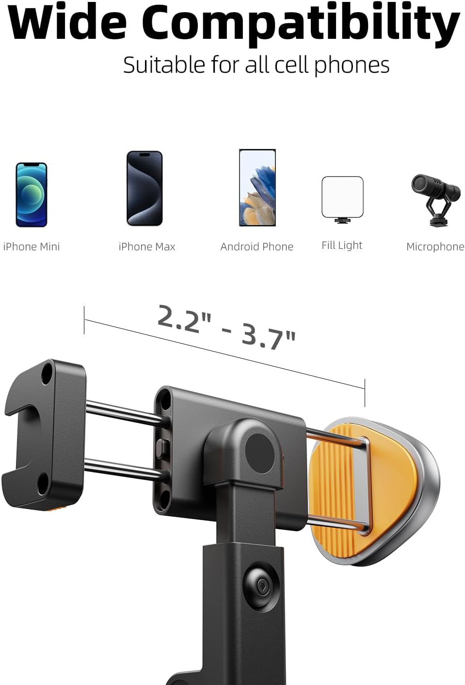 TODI 63" Cell Phone Selfie Stick Tripod, Portable Tripod for iPhone with Wireless Remote, Extendable Smartphone Stand, All-in-1, Compatible with iPhone/Android
