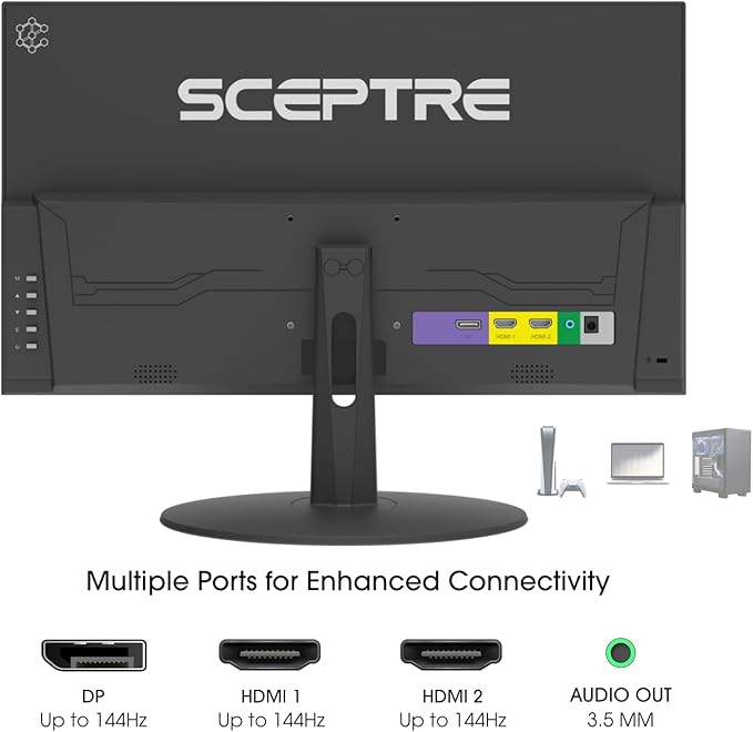 Sceptre New 22-inch Gaming Monitor up to 144Hz HDMI DisplayPort Build-in Speakers, Machine Black 2026 (E225W-FW144 Series)