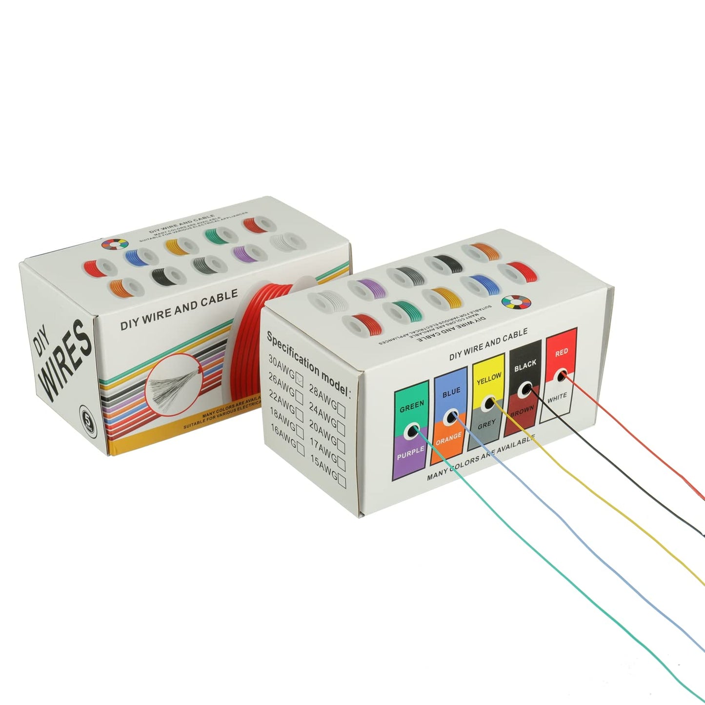 BOJACK 30 AWG Flexible Silicone Wire Electric Wire Hook up Wire Kit 300V Cables with Plus 20 φ2mm Heat Shrink Tubings and a Mini Wire Stripper(5 Colors 32.81Ft Each Color, 30AWG)