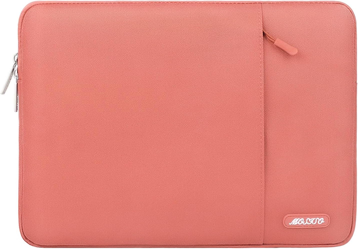 MOSISO Laptop Case 16 inch, 15-15.6 inch Laptop Sleeve Compatible with MacBook Pro 16 M4 M3 M2 M1, HP Acer Dell Lenovo ASUS Notebook, Polyester Vertical Computer Sleeve Bag with Pocket, Coral