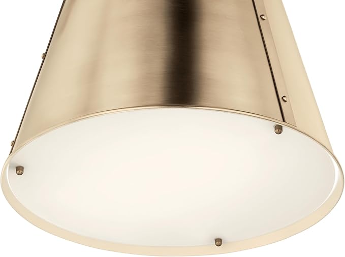 Kichler Etcher 2-Light Pendant, Updated Traditional Light with Etched Painted White Glass Diffuser in Champagne Bronze, for Kitchen or Dining Room (22.5" x 18"), 52711CPZ