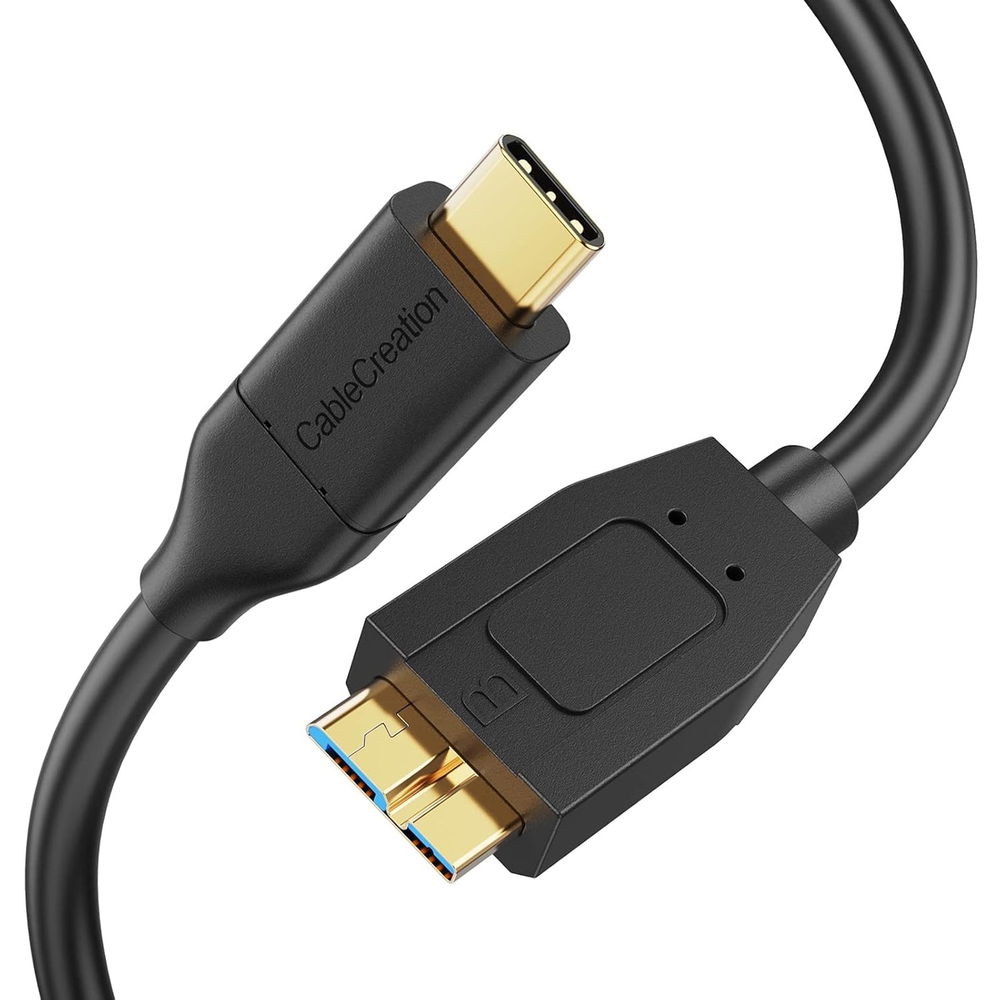 CableCreation 1FT USB C to Micro B Cable,10Gbps Speed External Hard Drive Braided,USB 3.1 Type C to Micro B Work for iPhone 15,16,Seagate WD Westgate My Passport,MacBook Pro/Air, iPad/Tablet,Black