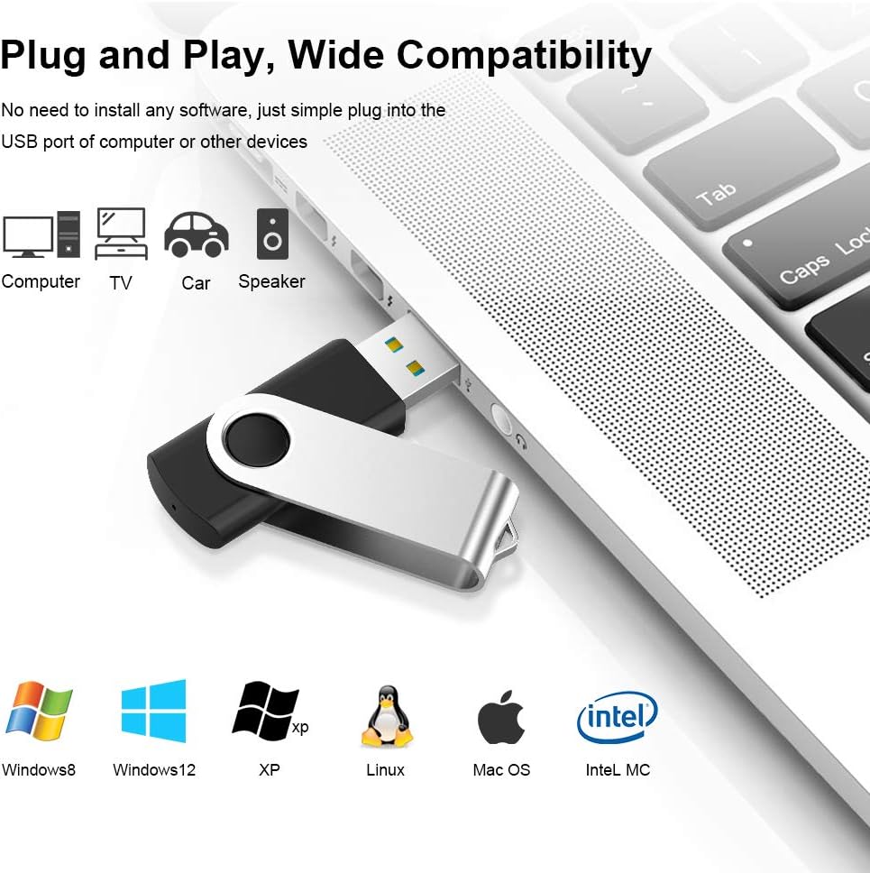 KEXIN 100 Pack 1GB USB Flash Drive Bulk Pack Thumb Drive Bundle USB Drives Jump Drive USB Stick 1 GB Swivel Design Memory Stick Black