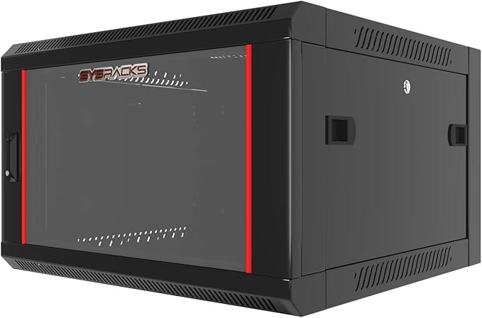 Sysracks Wall Mount Server Rack Cabinet Locking Computer | Cabinet Network Enclosure | Electronics | Security | Audio | Video | AV Equipment| Data Rack | 24-Inch Depth Server Cabinet (9U)