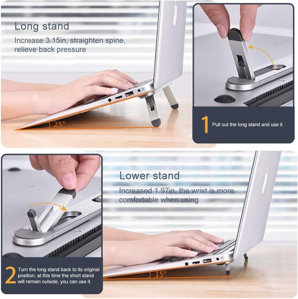 Laptop Stand for Desk,Laptop Cooling Stand,Keyboard Riser, Ergonomic Laptops Elevator for Desk, Laptops Riser Compatible with MacBook Air Pro, with Dell, with HP, More 10-15.6” Computer