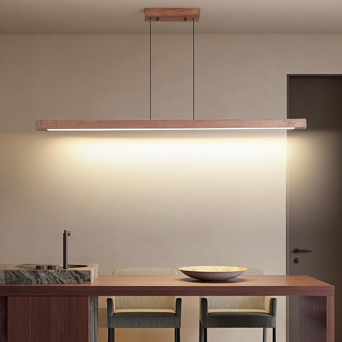 Linear Pendant Light, Modern Chandeliers for Dining Room, Dimmable Pool Table Island Lights for Kitchen, LED Ceiling Pendant Lamp for Dining Room Billiard Room, Adjustable Height,57in