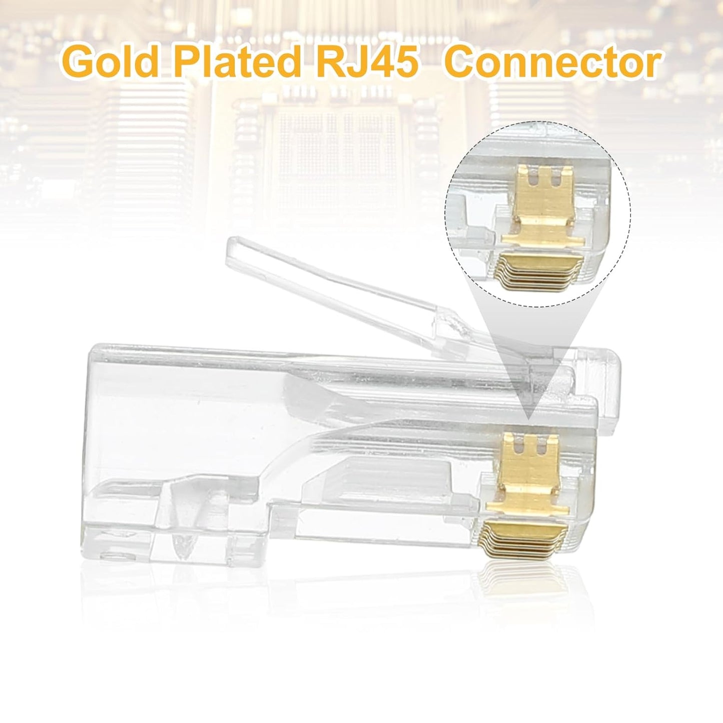 MECCANIXITY 60pcs Cat6 RJ45 Pass Through Connectors, RJ45 Connector 8P8C Gold Plated Plugs with 60pcs Blue Strain Relief Boots for Solid or Stranded UTP Ethernet Cable, 1.1mm