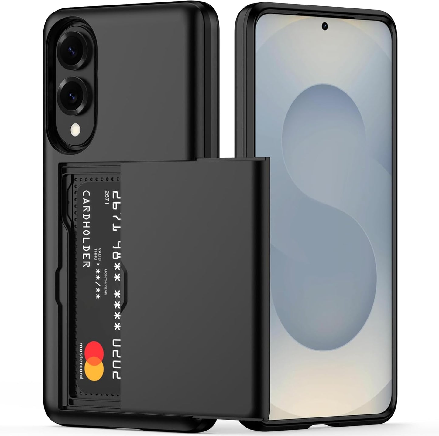 Nvollnoe for Samsung Galaxy S25 Edge Case with Card Holder Dual Layer Heavy Duty Protective Case Hidden Card Slot Slim Wallet Cover for Samsung S25 Edge 6.7''(Black)