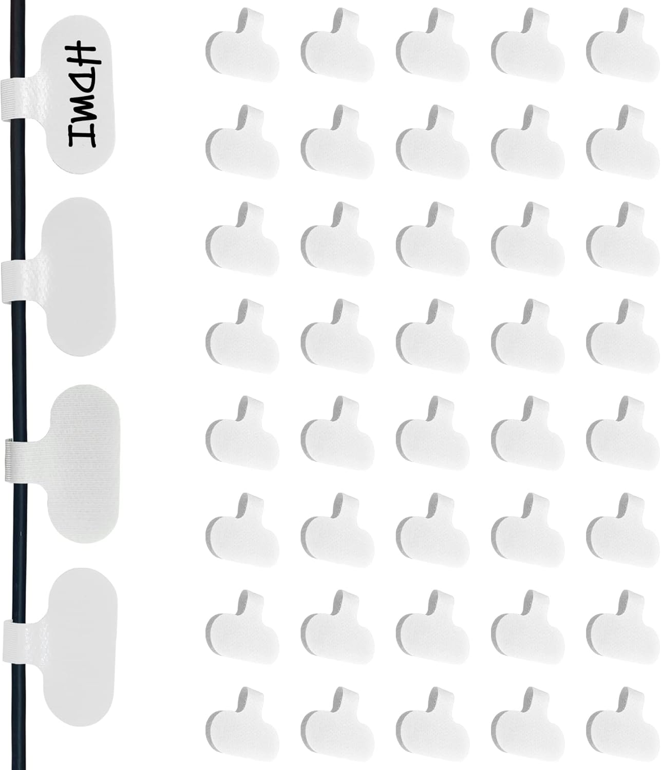 Mr-Label – Hook and Loop Cable Labels– Upgraded Writable Cable Wraps for Clear Writing- Cord Tags for Classify&Identification–Wire Tags for Cable Management | Electronics Computers-40Pcs(White)