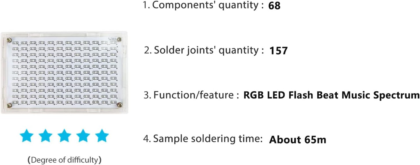 Soldering Practice Kit DIY RGB Music Spectrum Colorful Multi-pattern Simulate Dynamic Sound Wave Within Speaker SMD Soldering Kit Welding Skills Learn Soldering Kit For Beginners