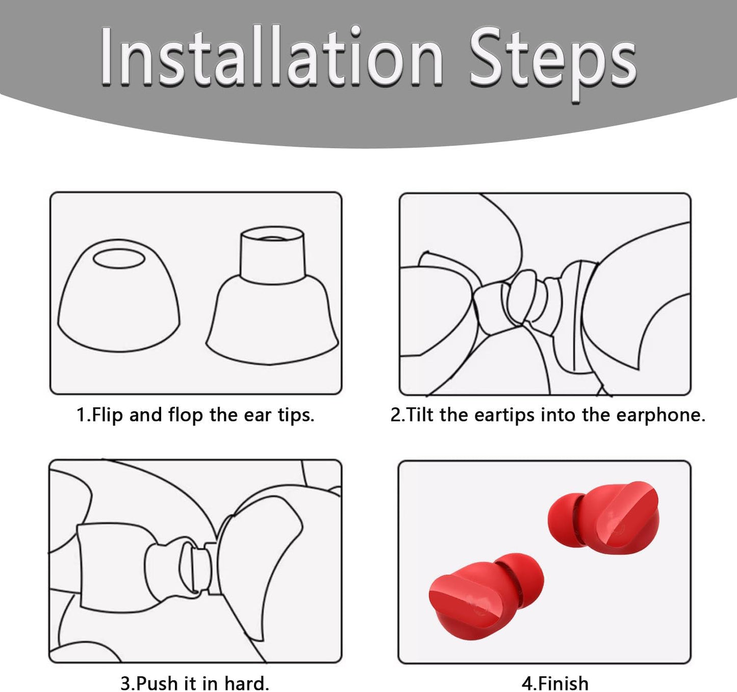 Replacement Silicone Ear Tips for Beats Fit Pro/Studio Buds/Studio Buds+ Headphone, 6 Pairs Earbuds Eartips L/M/S, Eargels Set Fit in Case, Earplug Ear Cap (Red)