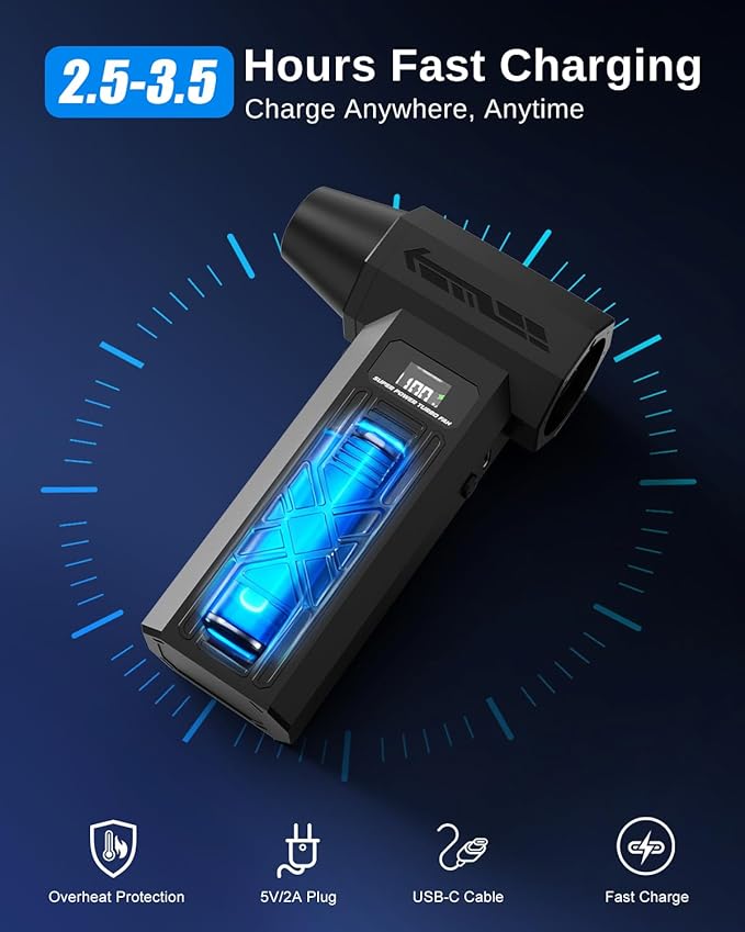 Compressed Air Duster-280000RPM Electric Air Duster,4-Gear Adjustable Super Power Air Blower,Rechargeable Mini Blower with Fast Charging for PC,Keyboard,House,Outdoor & Car