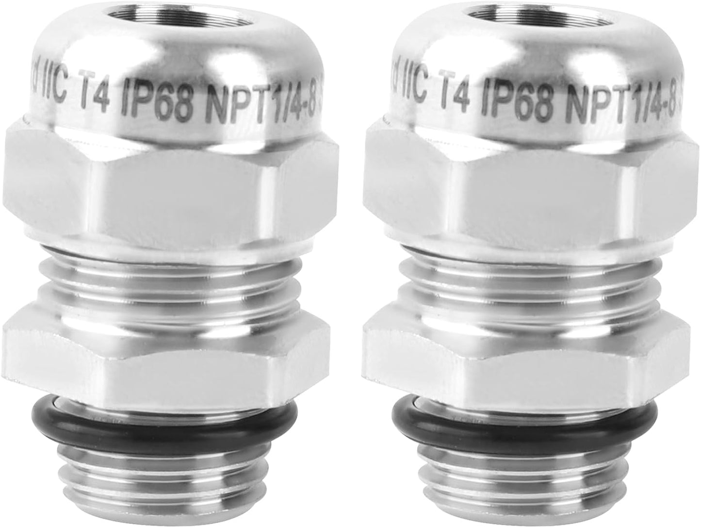 2 Pcs 1/4" NPT Stainless Steel Waterproof Cable Gland, IP68 Waterproof Adjustable Cable Glands, Strain Relief Cord Grip Connectors with Gaskets and Locknut for 4-8mm Cable Diameter